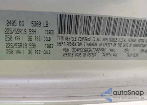 2017 Dodge Journey Crossroad Plus из США, поврежденный, VIN 3C4PDCGB3HT702484